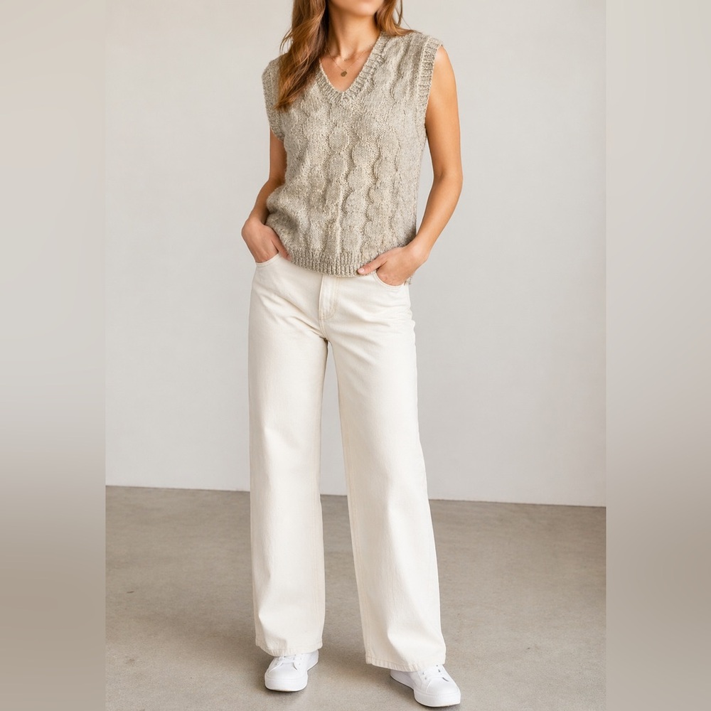 100% wool knitted vest, handmade